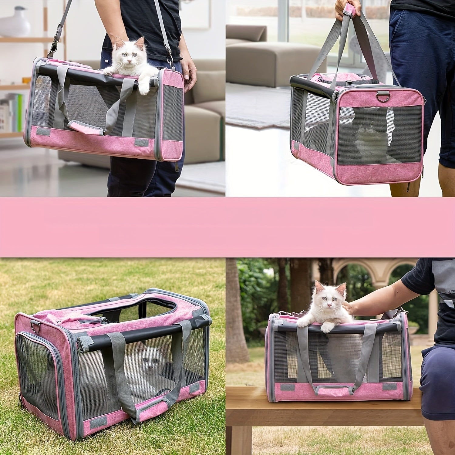 Large & Medium Pet Carrier - Soft-Sided Carrier For Cats, Puppies, Dog Carriers, Cat Carriers With Pet Privacy Protection - rarefrenchies 