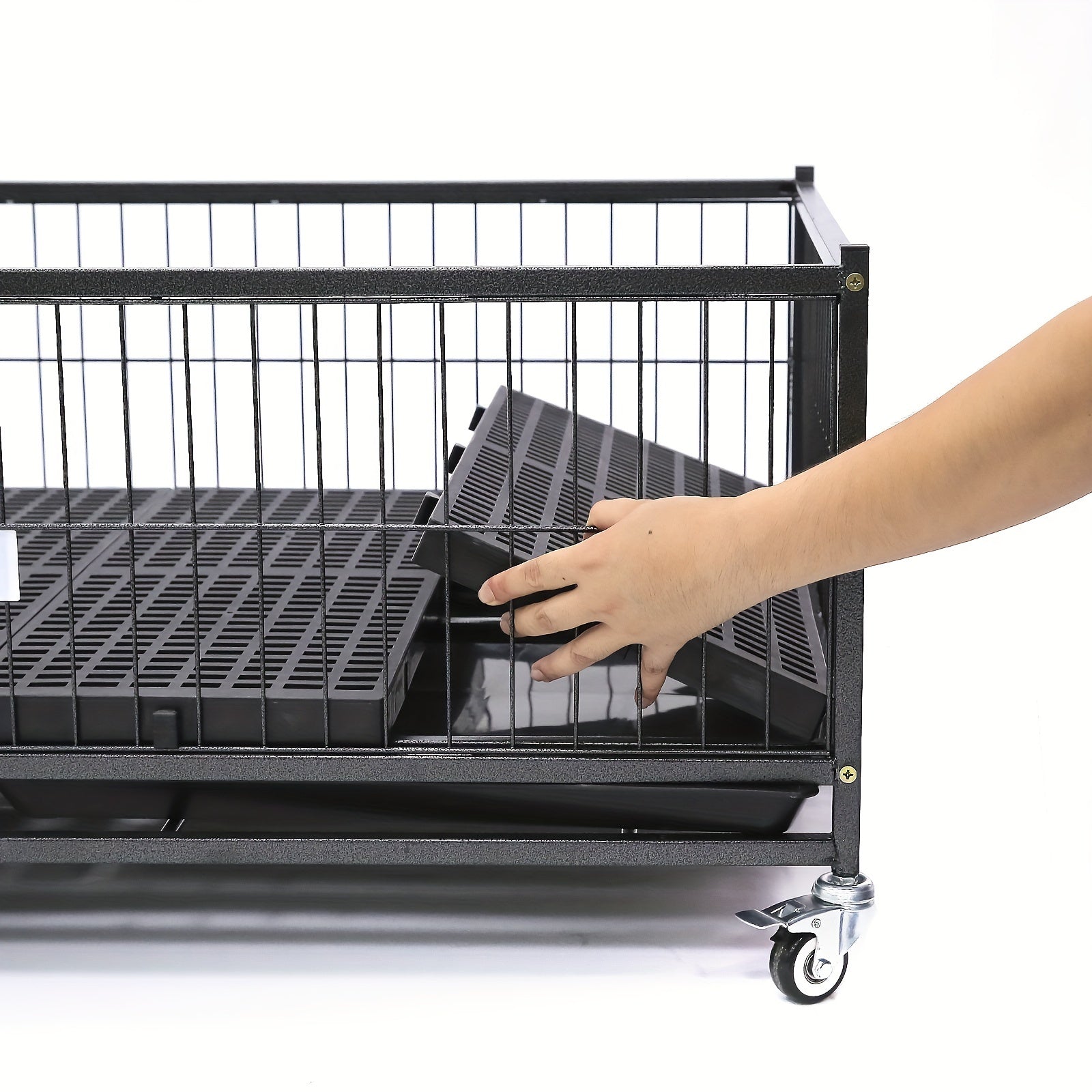 Stackable Puppy Whelping Box - 43 Inch With Wheels, Floor Grid & Tray - For Dog Breeders - Suitable for Birthing & Nesting - rarefrenchies 