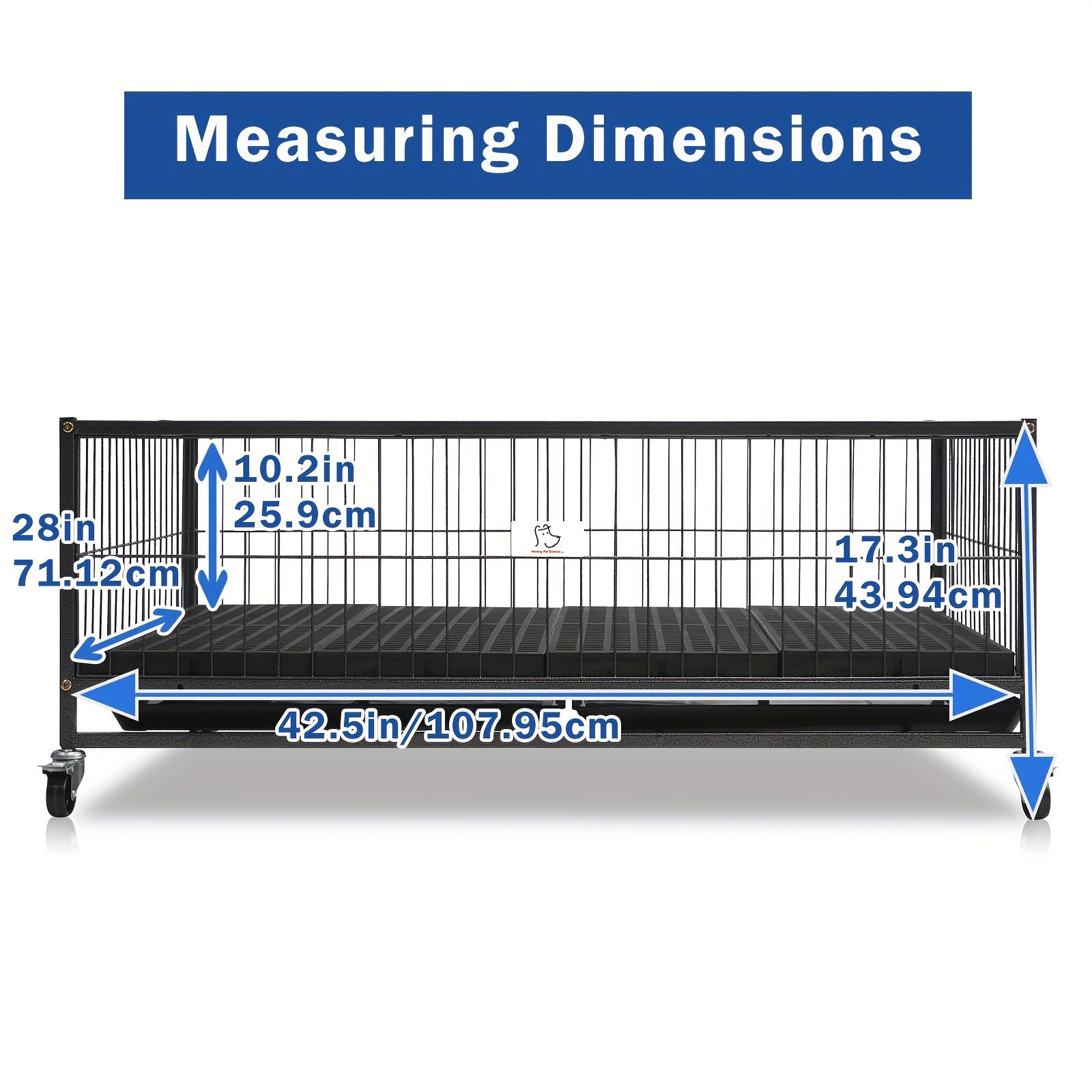 Stackable Puppy Whelping Box - 43 Inch With Wheels, Floor Grid & Tray - For Dog Breeders - Suitable for Birthing & Nesting - rarefrenchies 