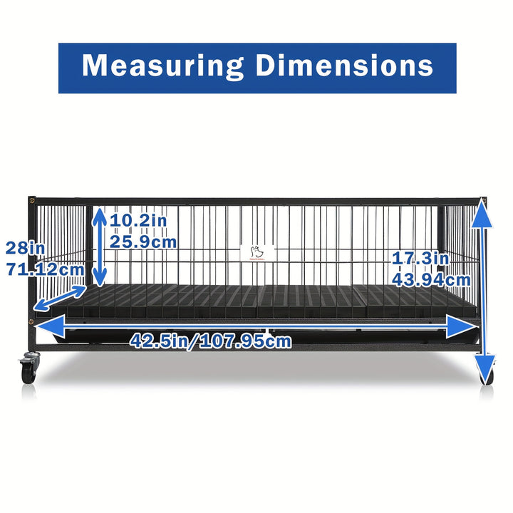Stackable Puppy Whelping Box - 43 Inch With Wheels, Floor Grid & Tray - For Dog Breeders - Suitable for Birthing & Nesting - rarefrenchies 